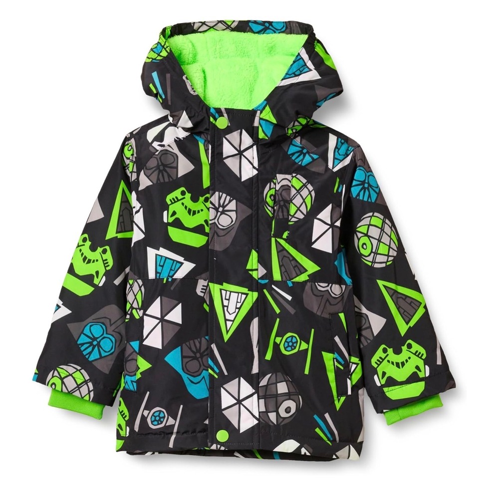 Amazon Essentials Star Wars Boys Puffer Jacket Neon Green Black DarthVader S 6-7